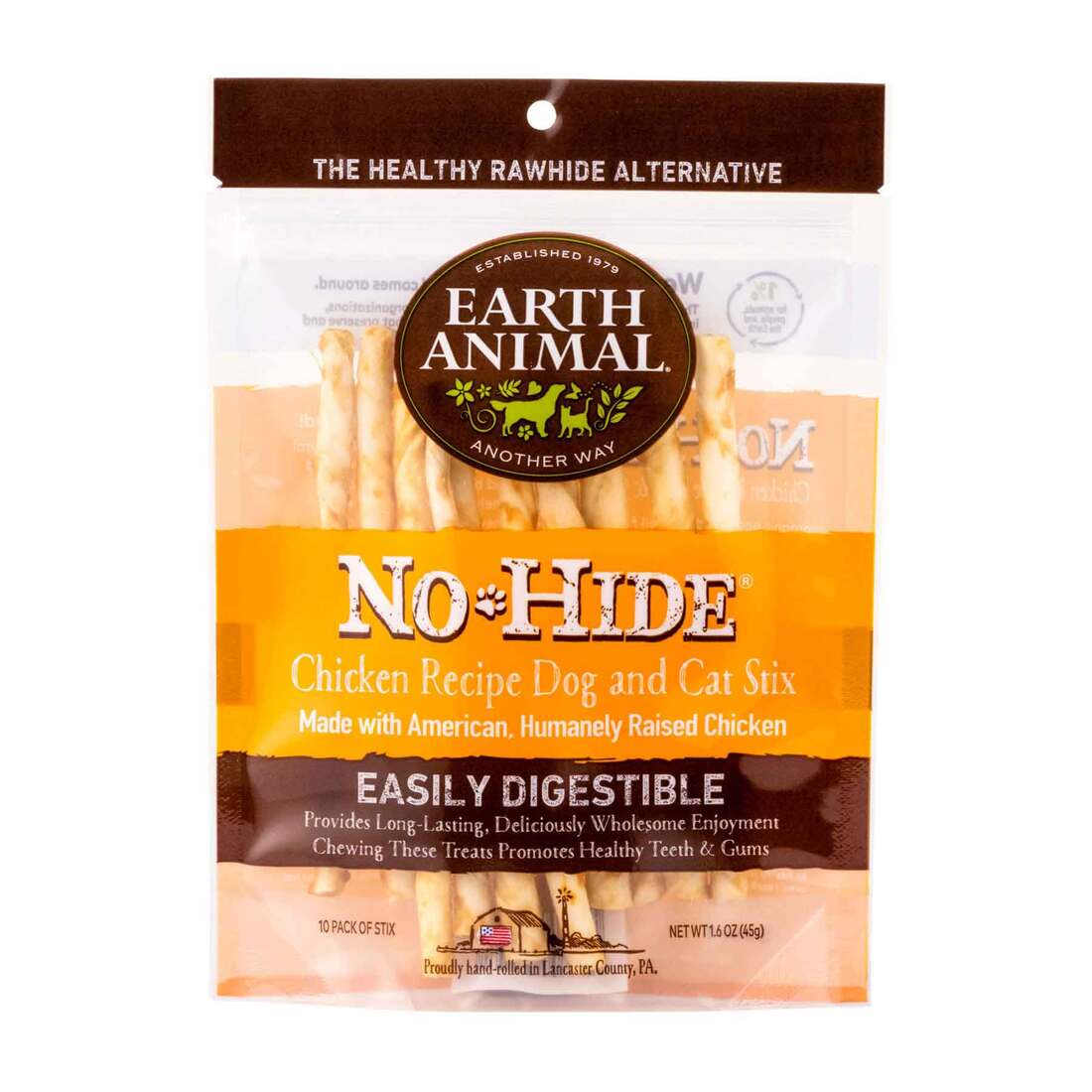 Earth Animal No Hide Chicken Stick Small 10 Pack Dog Treat