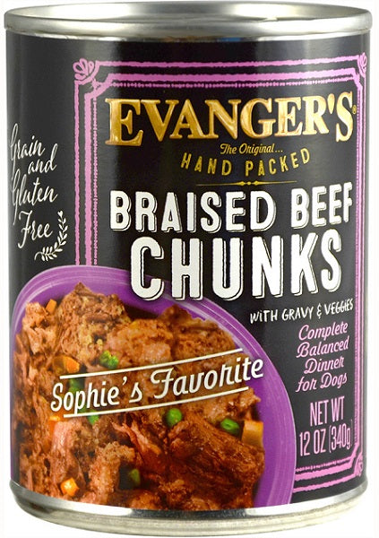 Evangers Super Premium Braised Beef Chunks Wet Dog Food