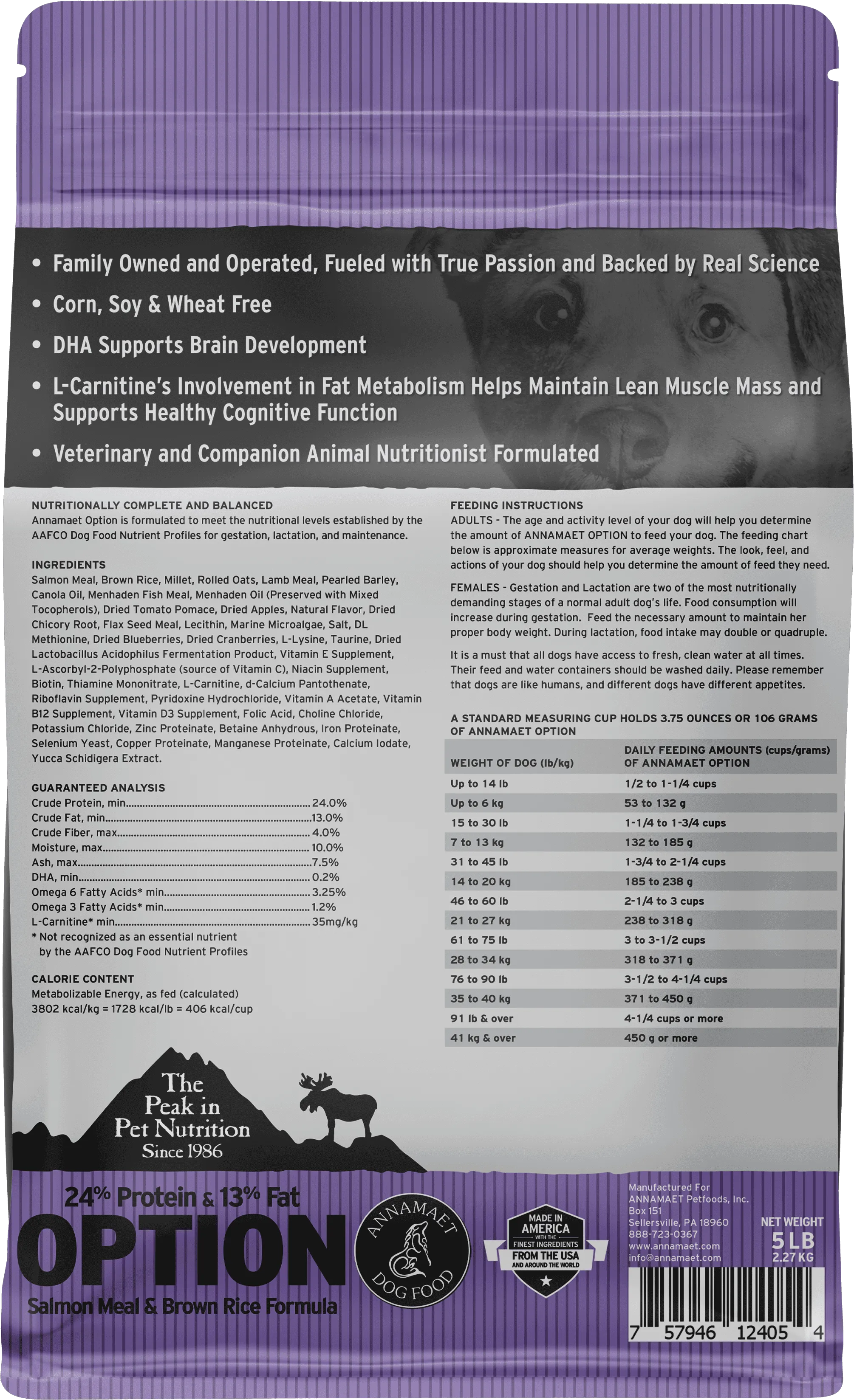 Annamaet Option 24 Salmon Brown Rice Formula Dog Dry Food