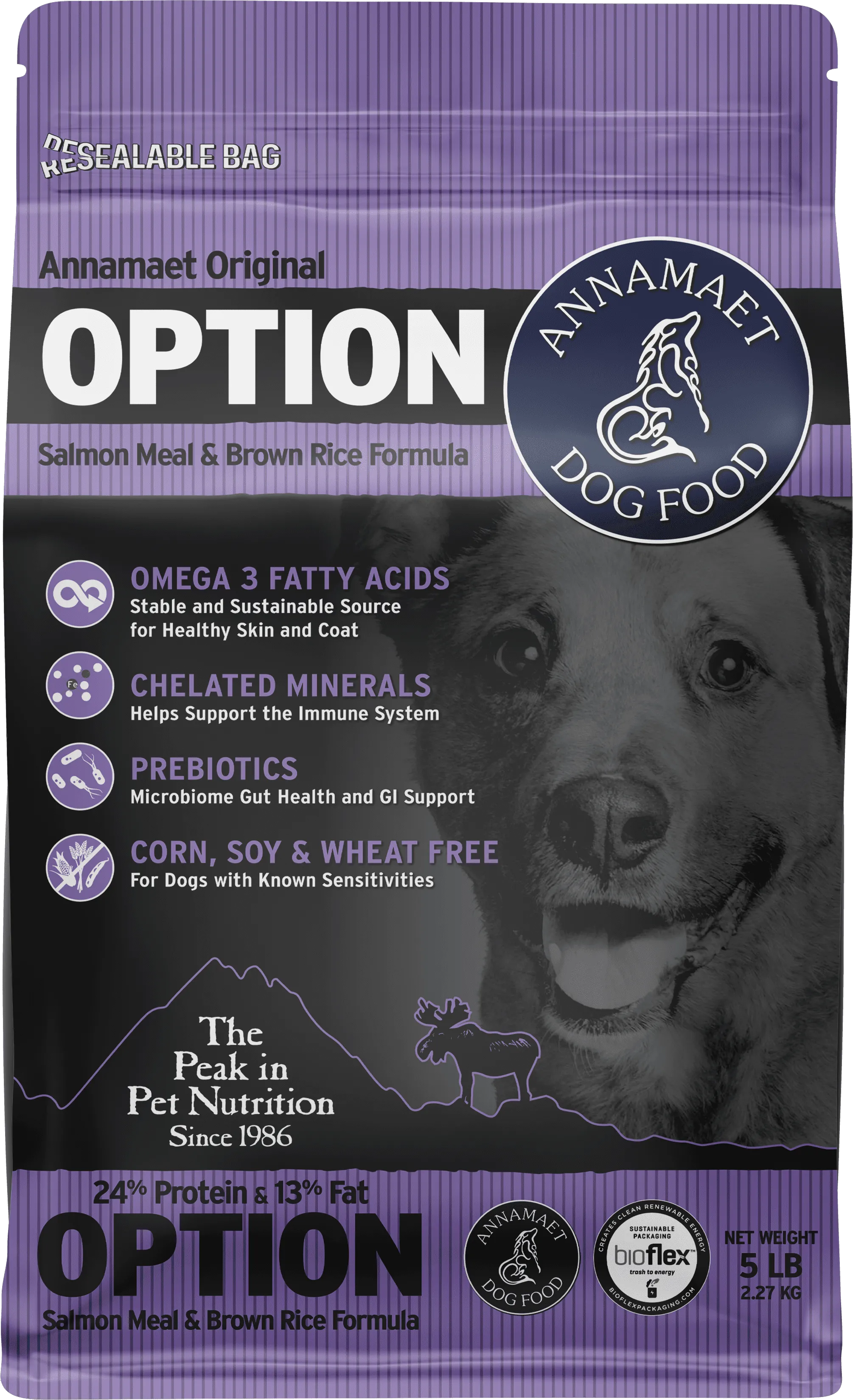 Annamaet Option 24 Salmon Brown Rice Formula Dog Dry Food