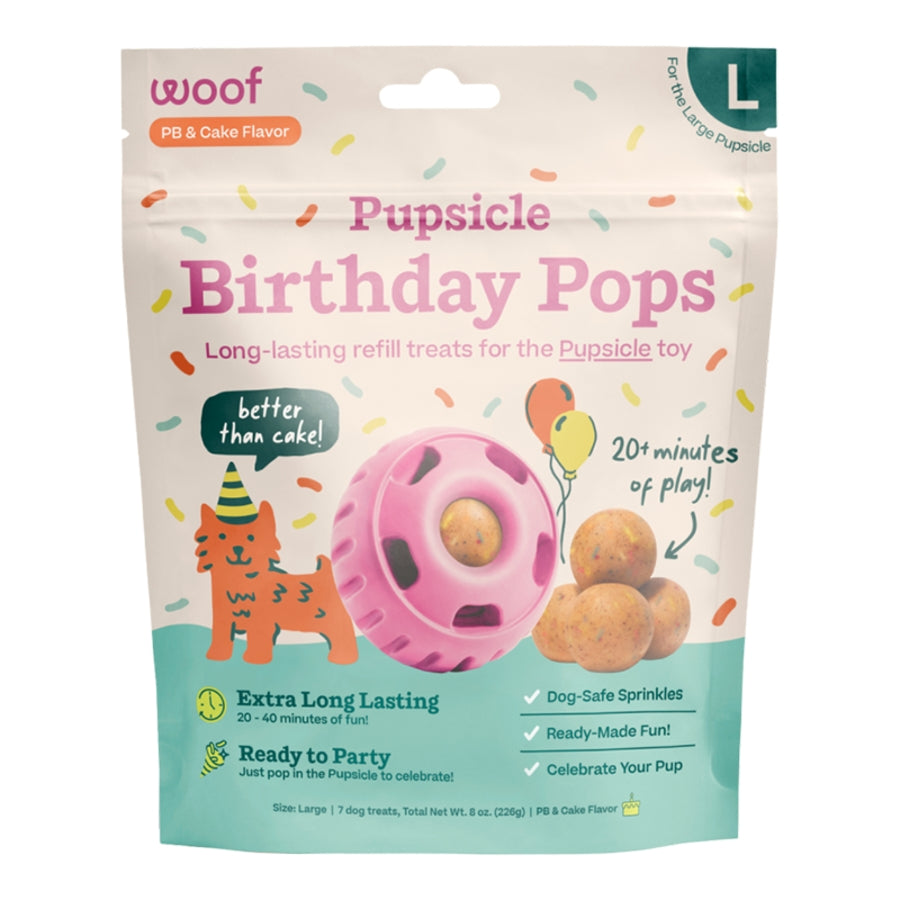 Woof Dog Pupsickle Birthday Pops PB & Cake Flavor Large 7 pack