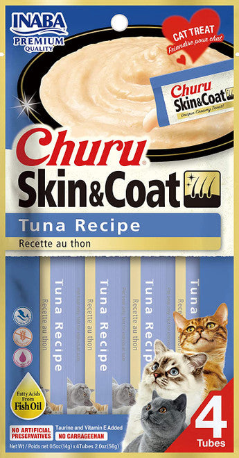 Inaba Churu Skin Coat Tuna Recipe Cat Treat 4 count